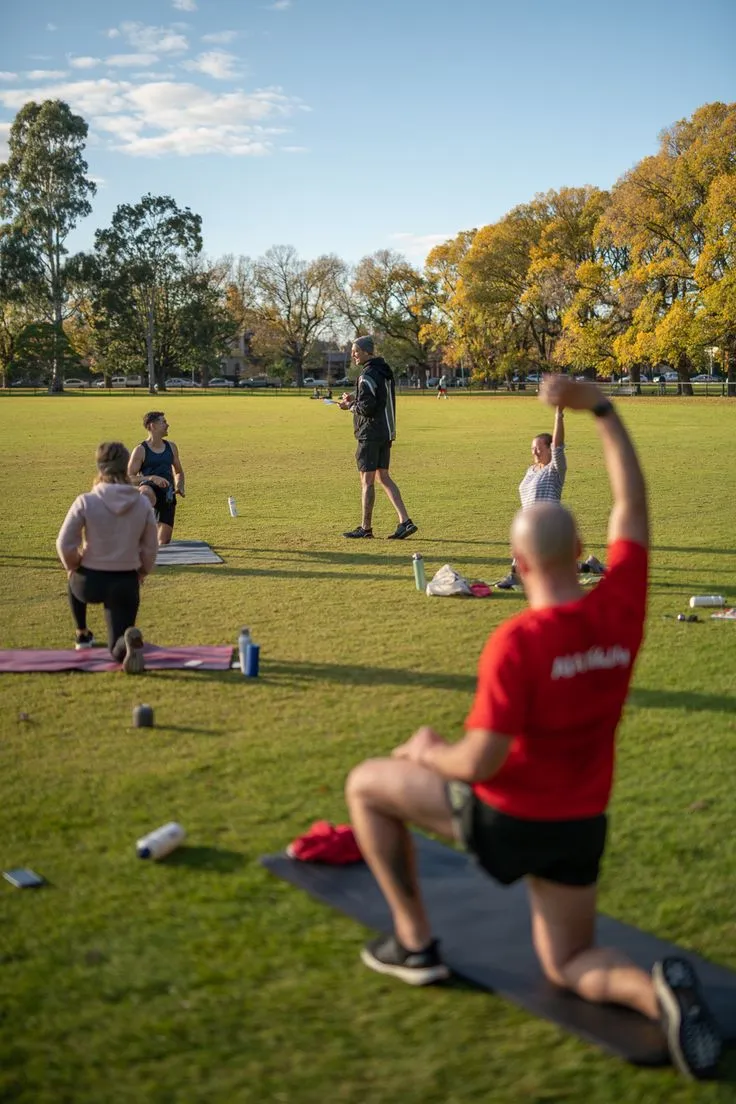 Solo bodyweight movement demonstration in park